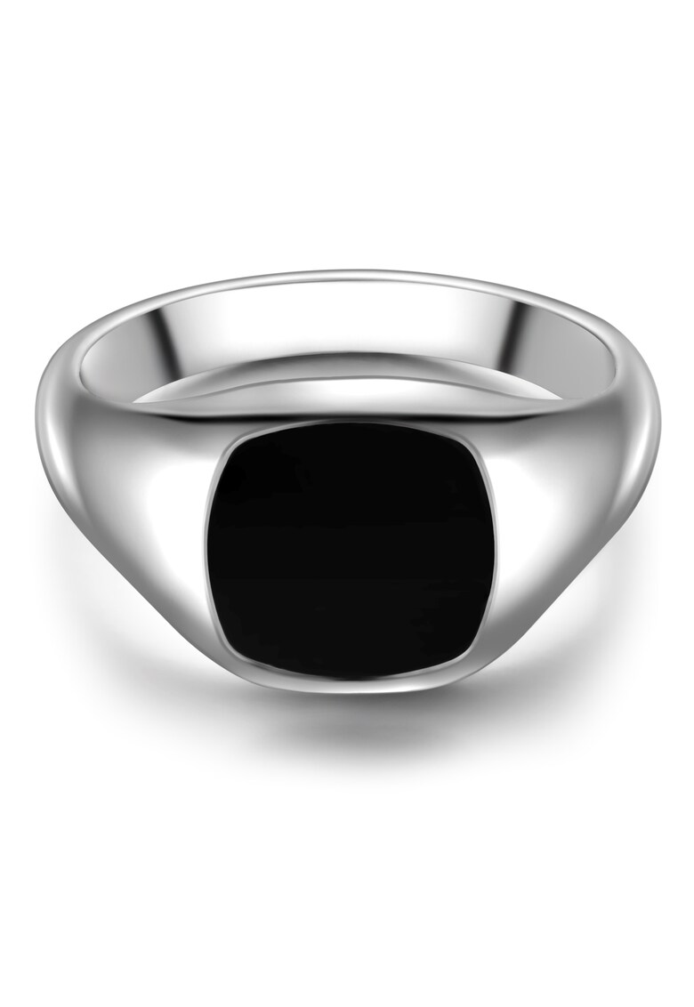 Inel de otel inoxidabil cu agate - Argintiu