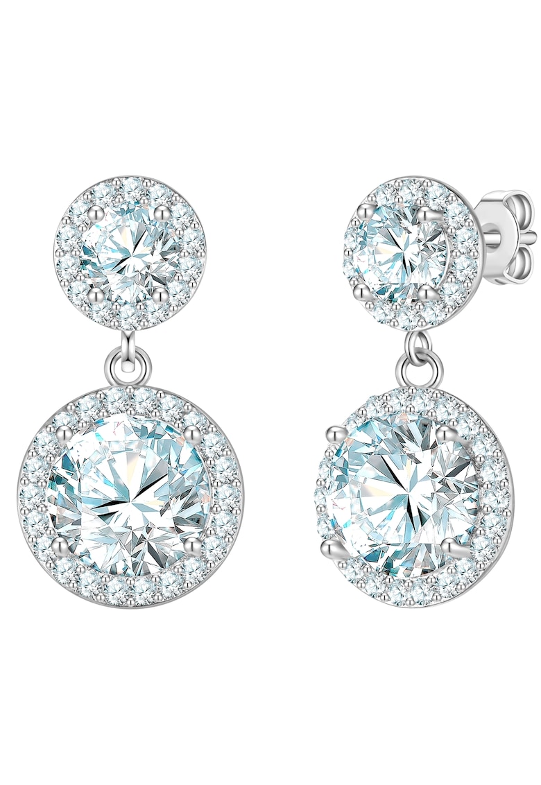 Cercei placati cu argint - cu zirconia - Argintiu