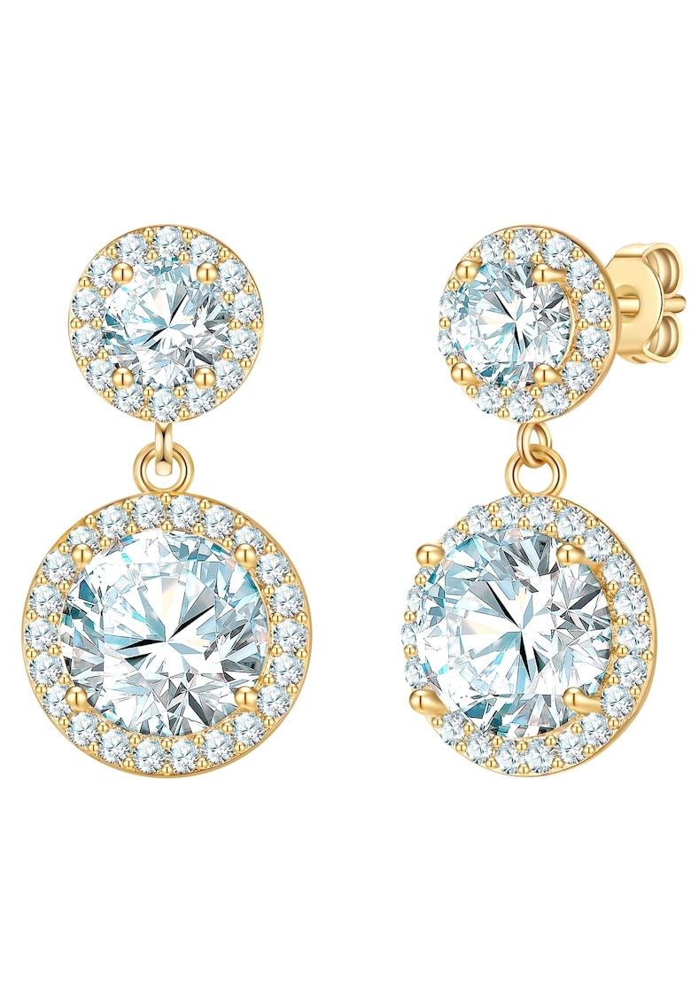 Cercei placati cu aur de 14K cu zirconia - Auriu