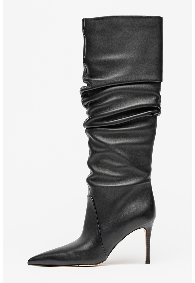 Cizme din piele cu toc stiletto - Negru