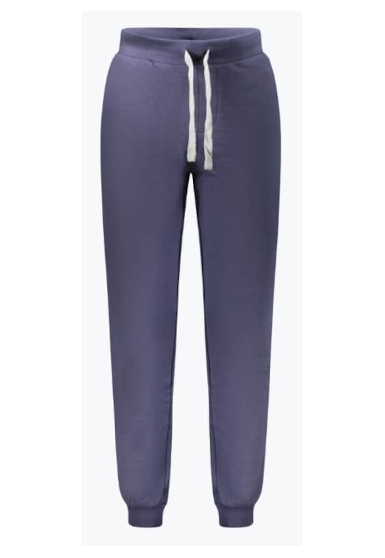 Pantaloni de trening barbati - din bumbac cu bata elastica - Bleumarin inchis
