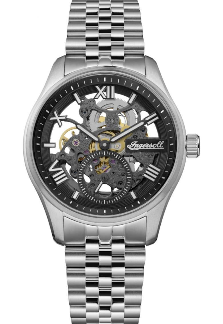 Ceas de barbat I17403 clasic din otel cu mecanism de tip skeleton