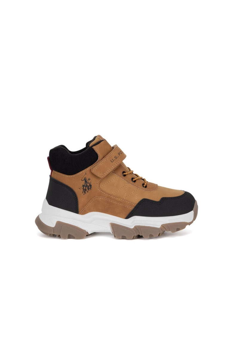 Ghete sport baieti textil - maro/negru