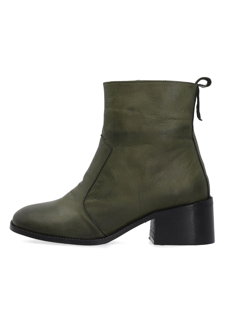 Botine din piele naturala cu varf patrat