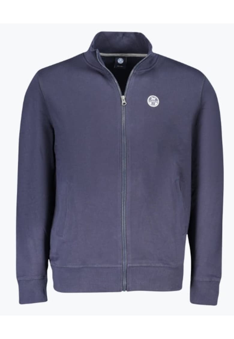 Bluza barbati - cu guler si fermoar - Bleumarin inchis -