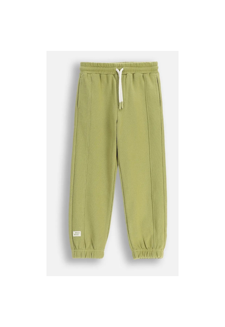 Pantaloni copii - trening - verde masliniu - bumbac - cu buzunare