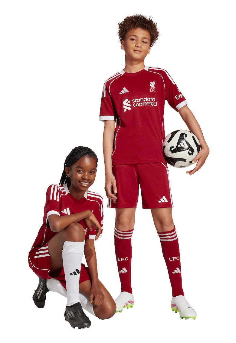 Pantaloni scurti cu broderie logo Liverpool - Rosu inchis/Alb optic