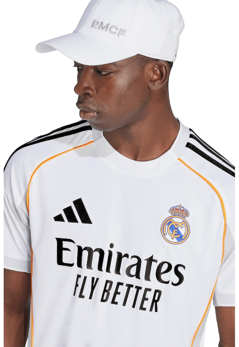Tricou slim fit pentru fotbal Real Madrid - Alb/Negru