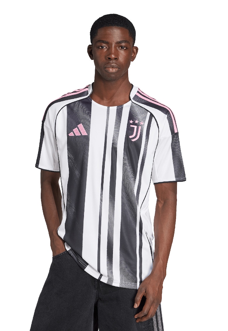 Tricou slim fit pentru fotbal Juventus - Alb/Negru/Roz pastel