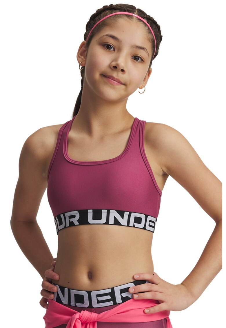 Bustiera cu banda logo - Negru/Roz prafuit