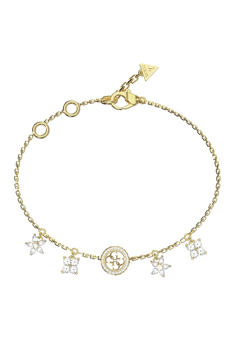 Bratara cu talismane florale si zirconia - Auriu