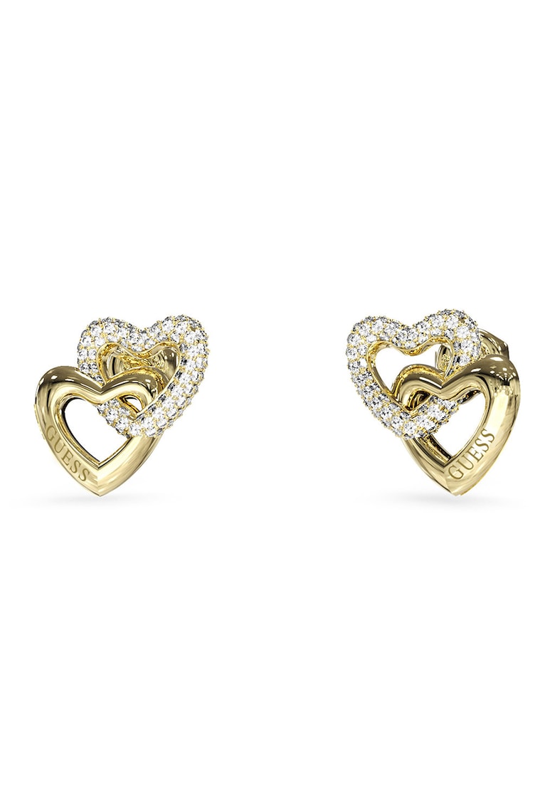 Guess Cercei in forma de inimi cu cristale - Auriu