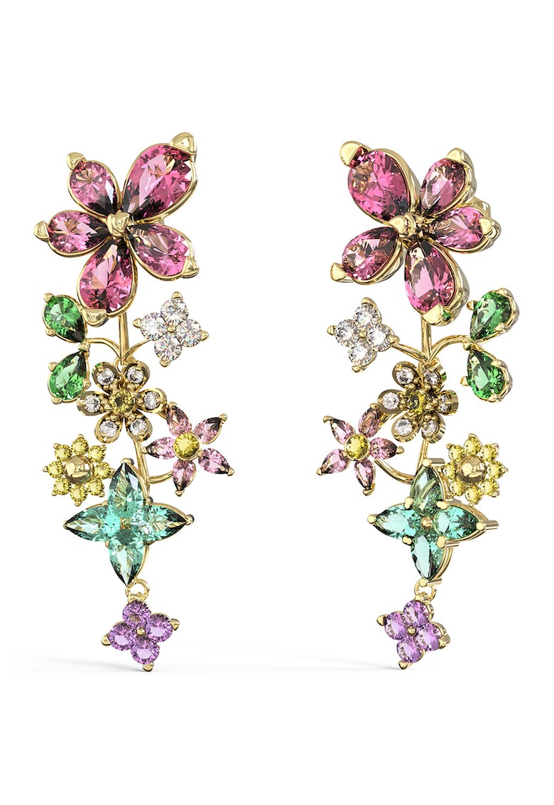 Cercei cu model floral si zirconia