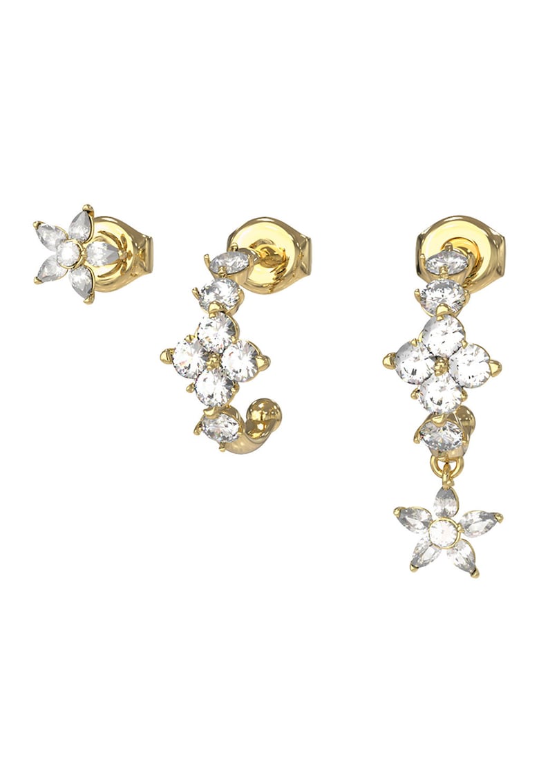 Cercei cu zirconia - 3 piese - Auriu