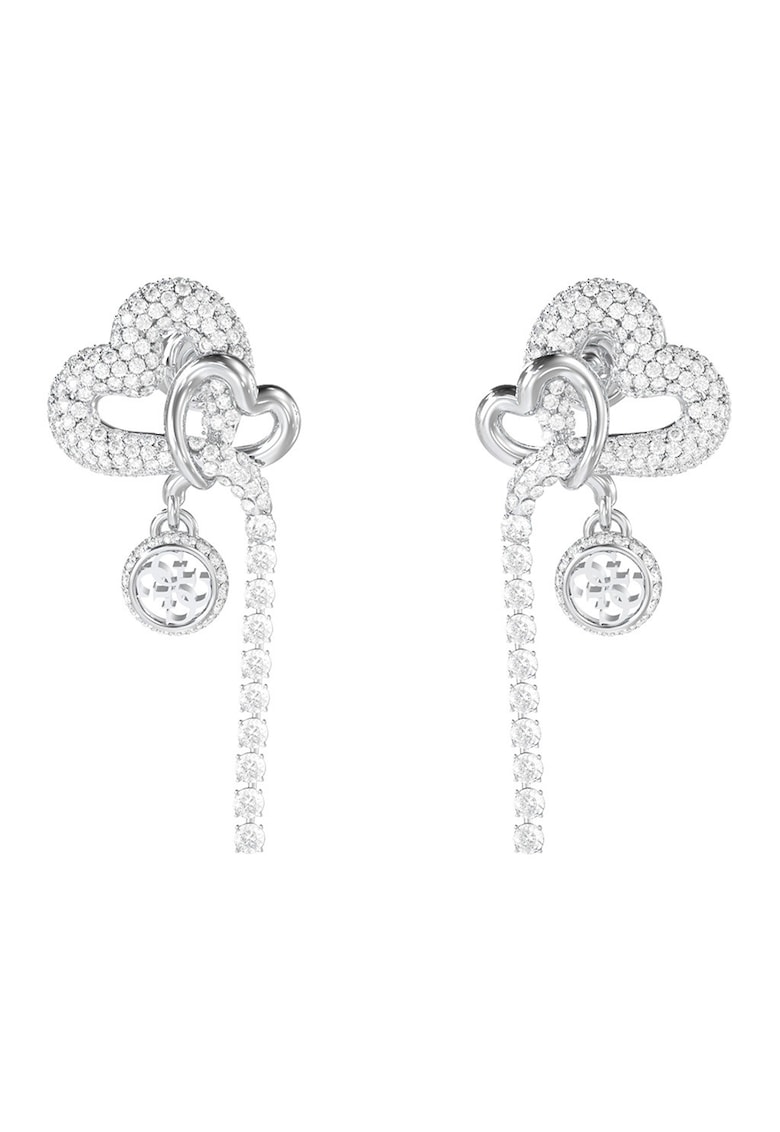 Cercei de otel inoxidabil - in forma de inima cu cristale