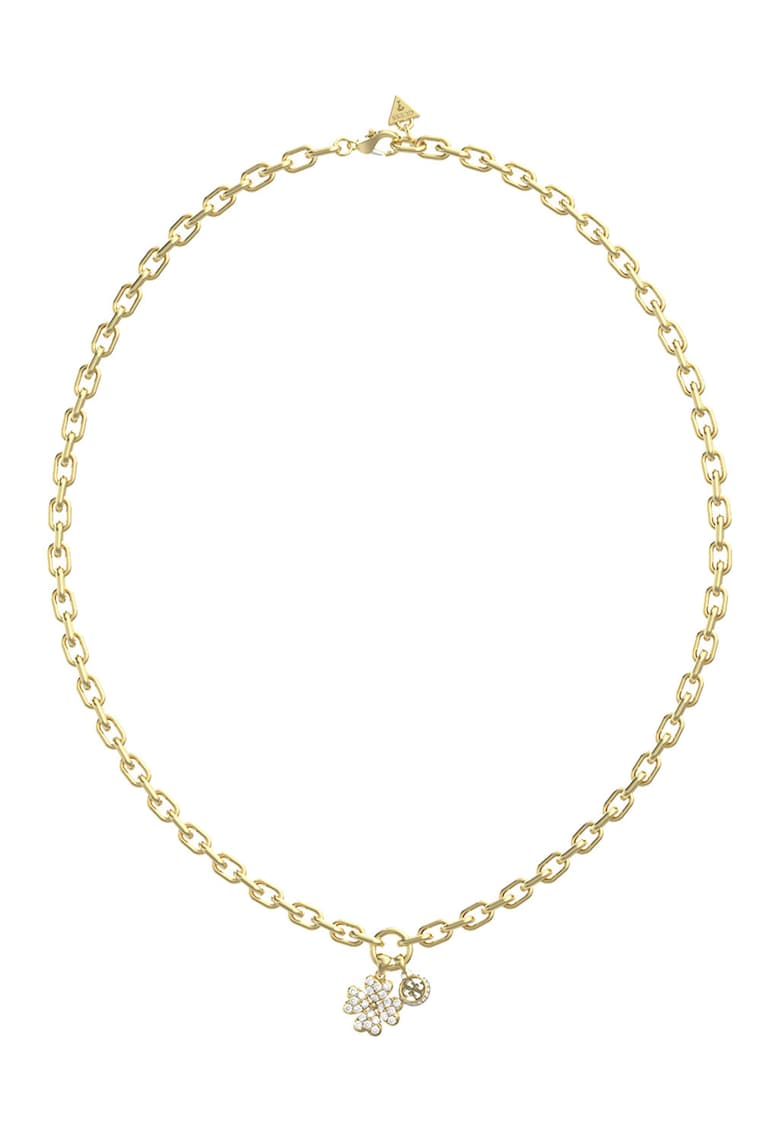 Colier de otel inoxidabil cu cristale - Auriu