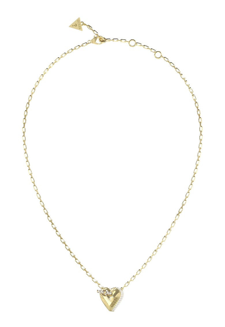 Colier de otel inoxidabil cu cristale - Auriu