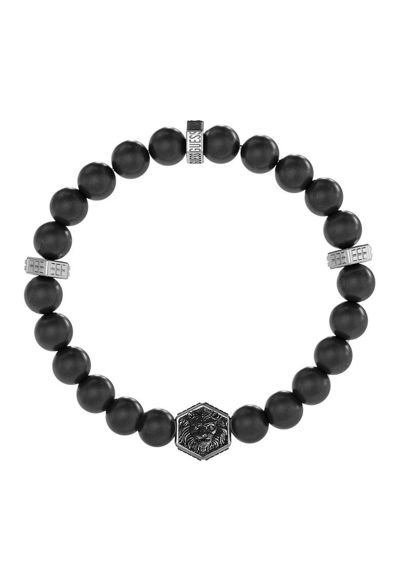 Bratara cu agate - Negru/Argintiu