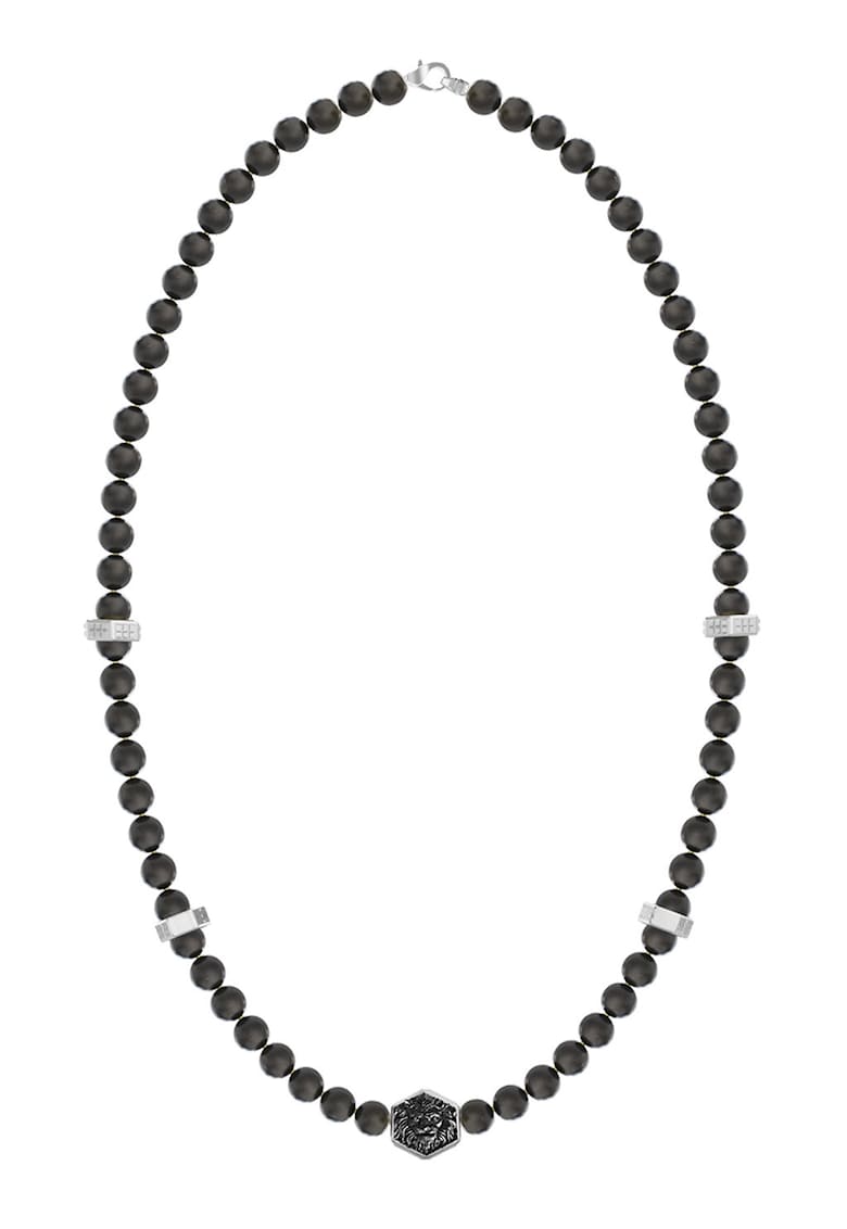 Colier cu agate - Negru/Argintiu