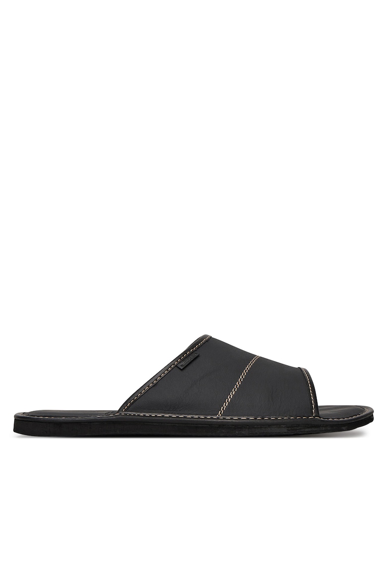 Papuci barbati - piele naturala - negru - Negru