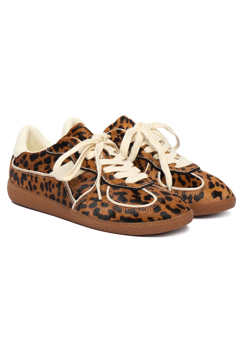Tenisi dama model Leopard - piele naturala - maro