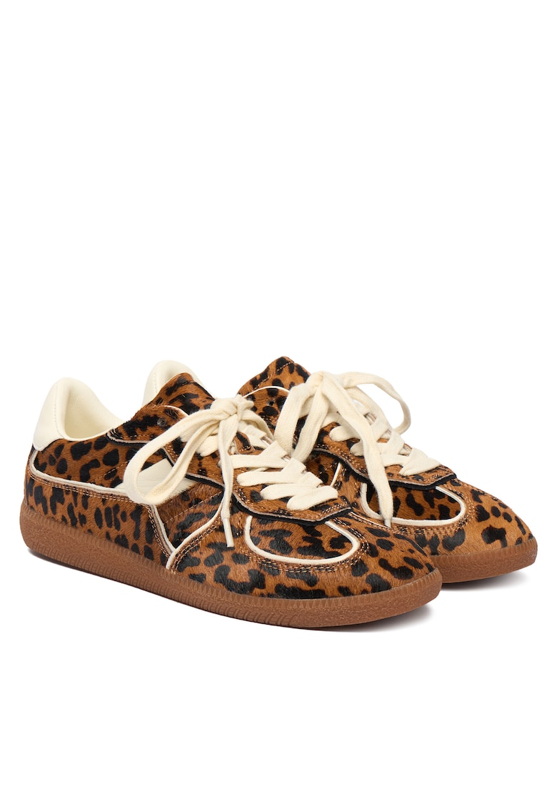 Tenisi dama model Leopard - piele naturala - maro