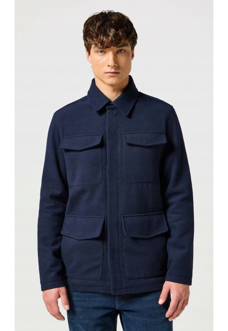 Geaca barbati - Transitional Jacket - albastru - bumbac - fermoar - 2 buzunare cu clapa