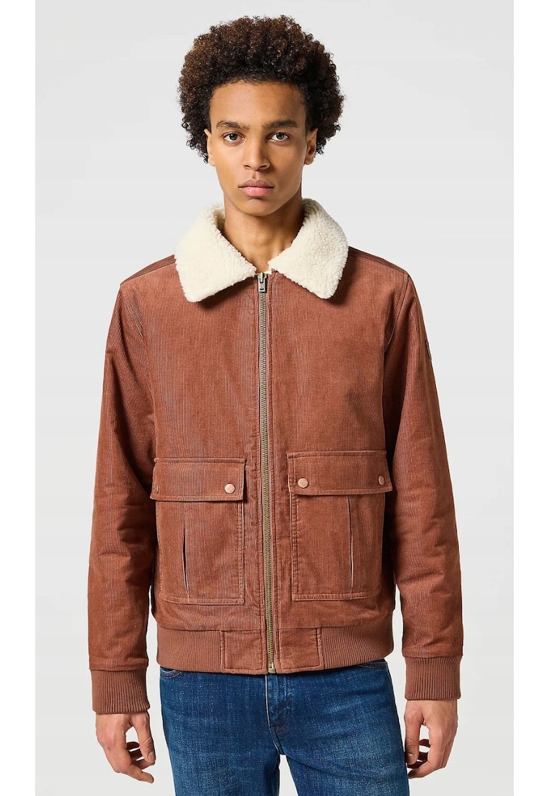 Geaca barbati - AVIATOR - captusita cu blana - maro - bumbac - Maro