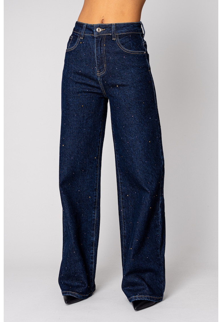 Blugi elastici cu strasuri color Dark Blue 18433