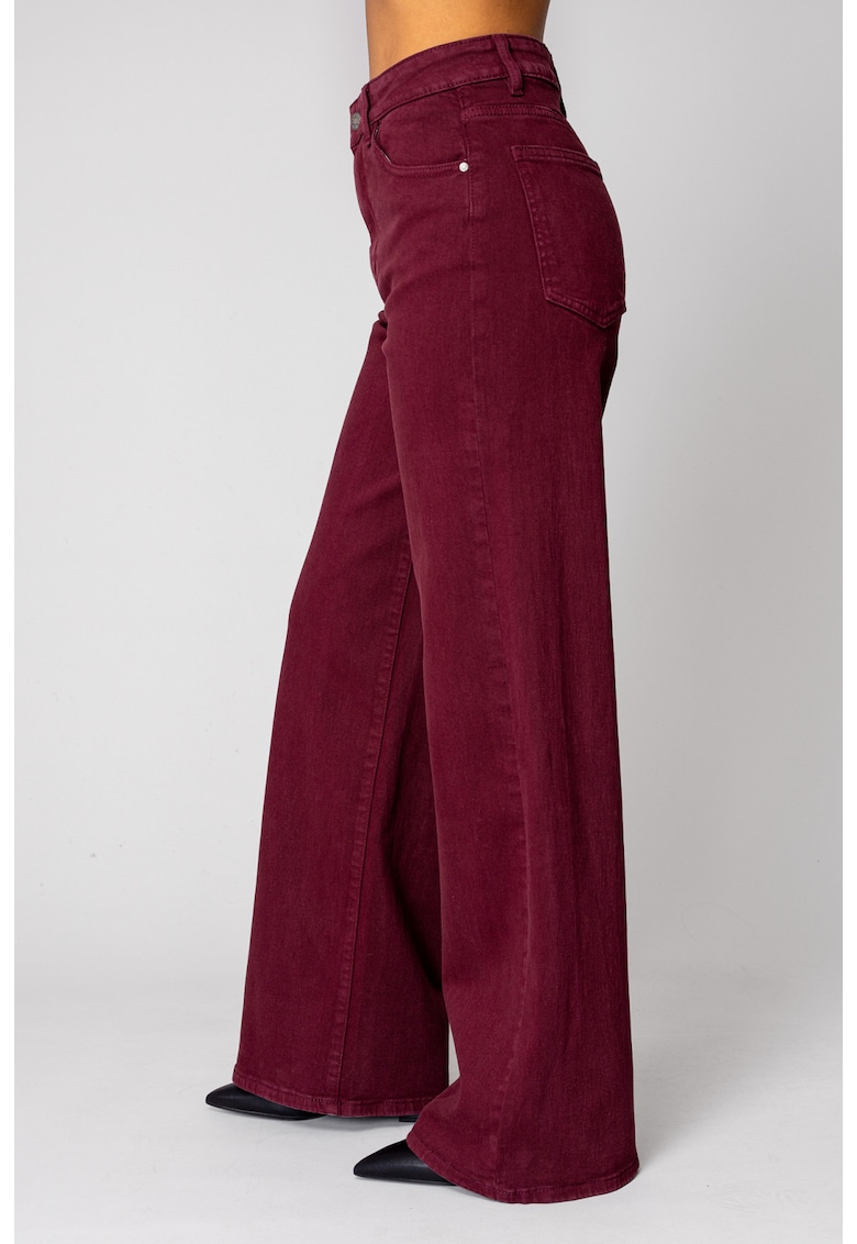 Blugi elastici largi din denim Burgundy 18610