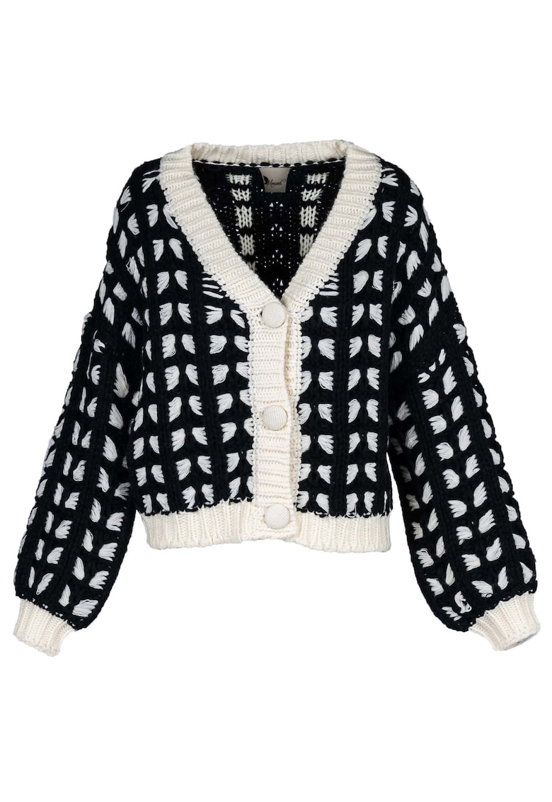 Cardigan cu terminatii striate si nasturi