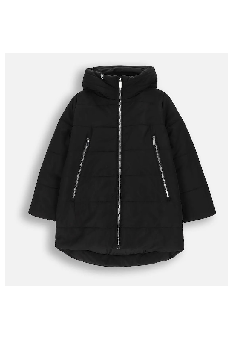 Geaca de iarna cu gluga si fermoar la buzunare