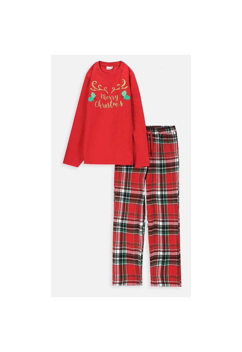 Pijama din bumbac regular fit cu imprimeu -