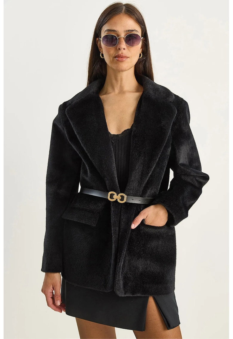 Palton catifea - neagra - pentru femei