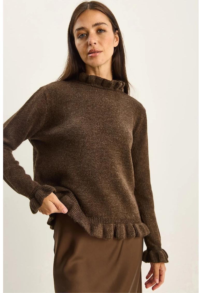 Pulover dama - Guler inalt - Maro - Tricot -