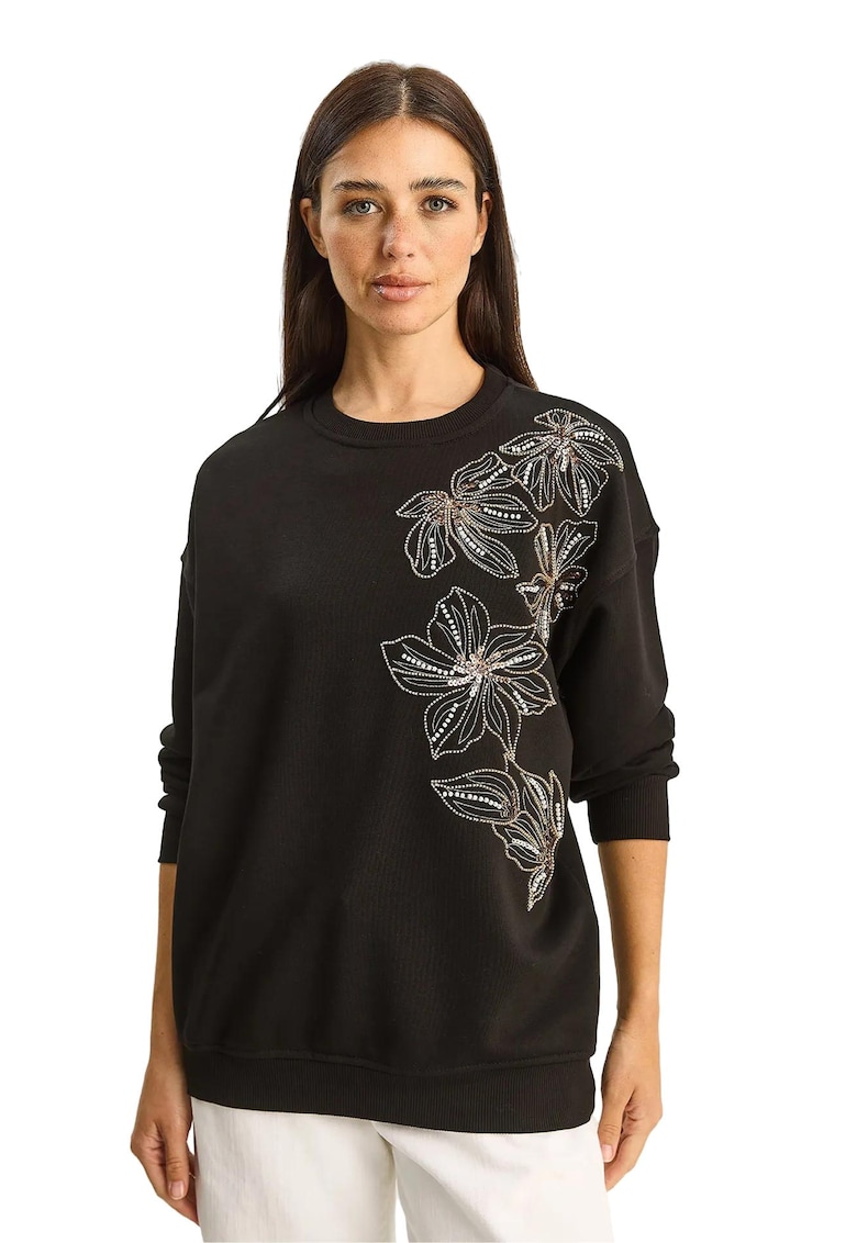 Hanorac dama - croiala lejera - negru - textil