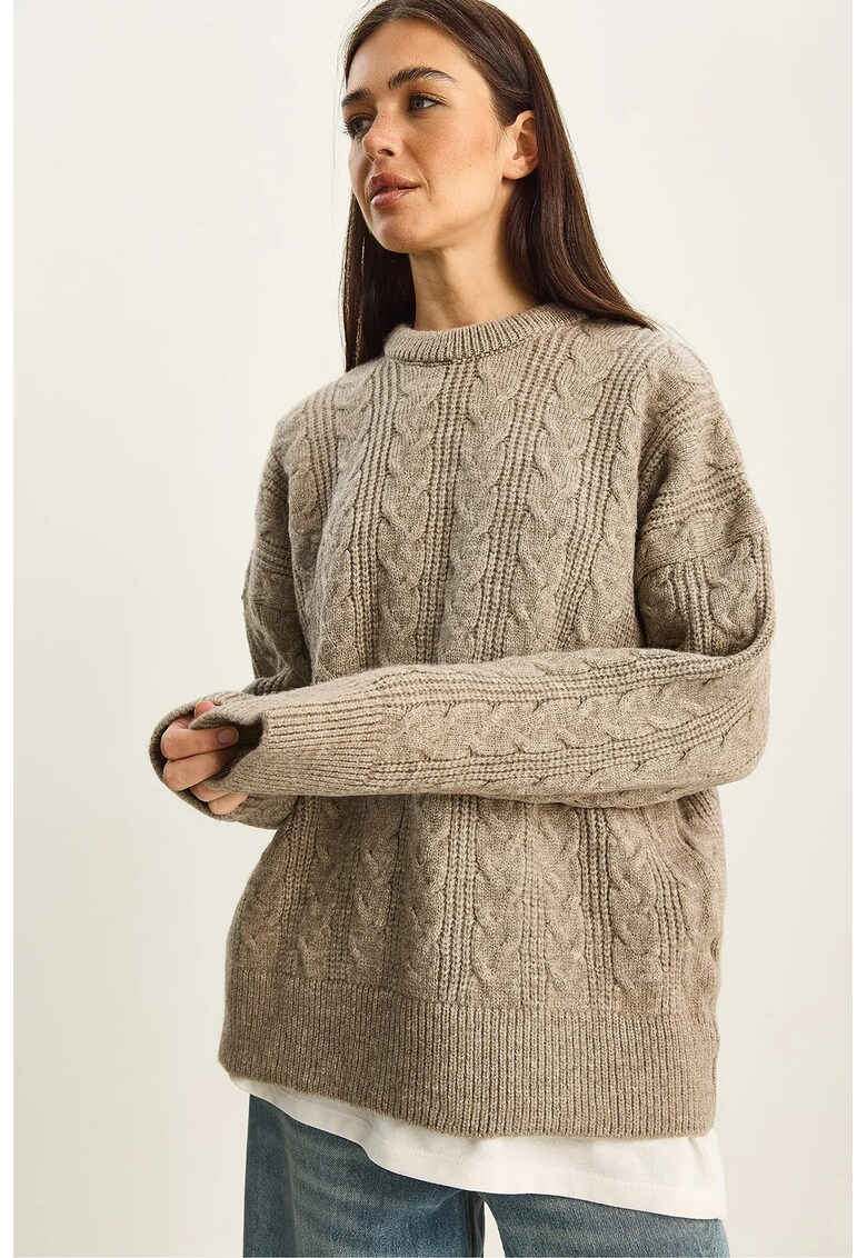 Pulover dama - oversize - bej natural - tricot -