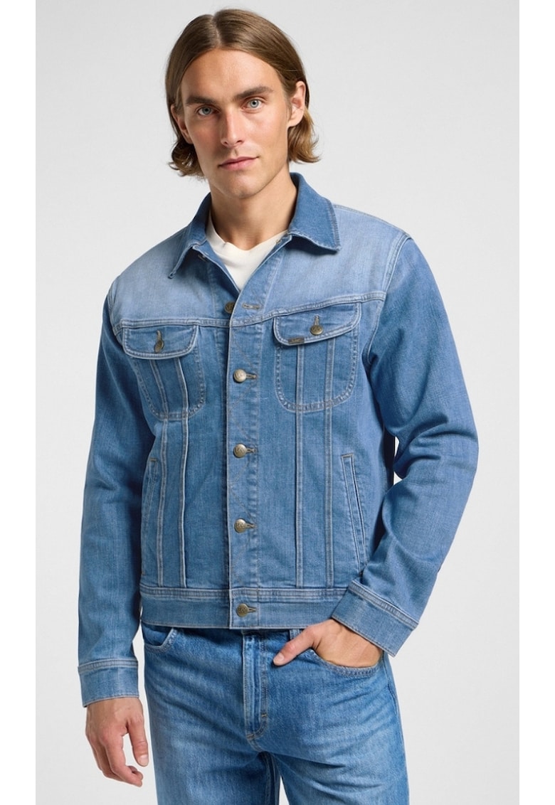 Geaca denim barbati model RIDER - albastru - bumbac - croiala regular fit/slim fit - maneca scurta