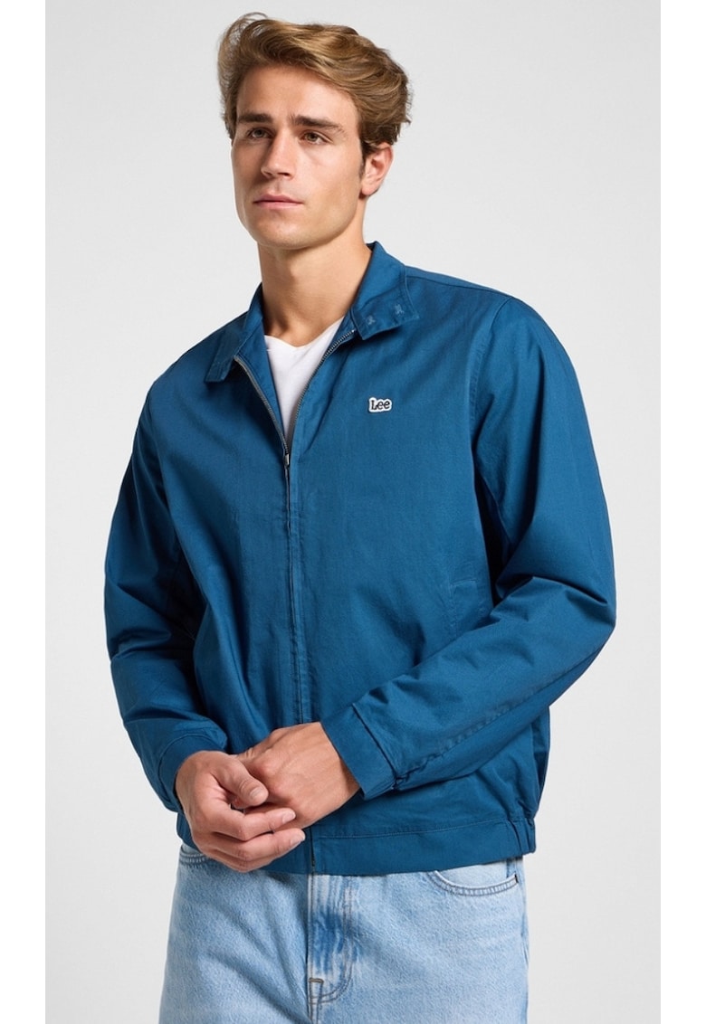 Geaca barbati - model Harrington - bumbac - albastru - fermoar