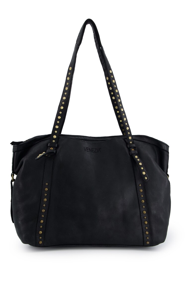 Geanta shopper din piele cu nituri
