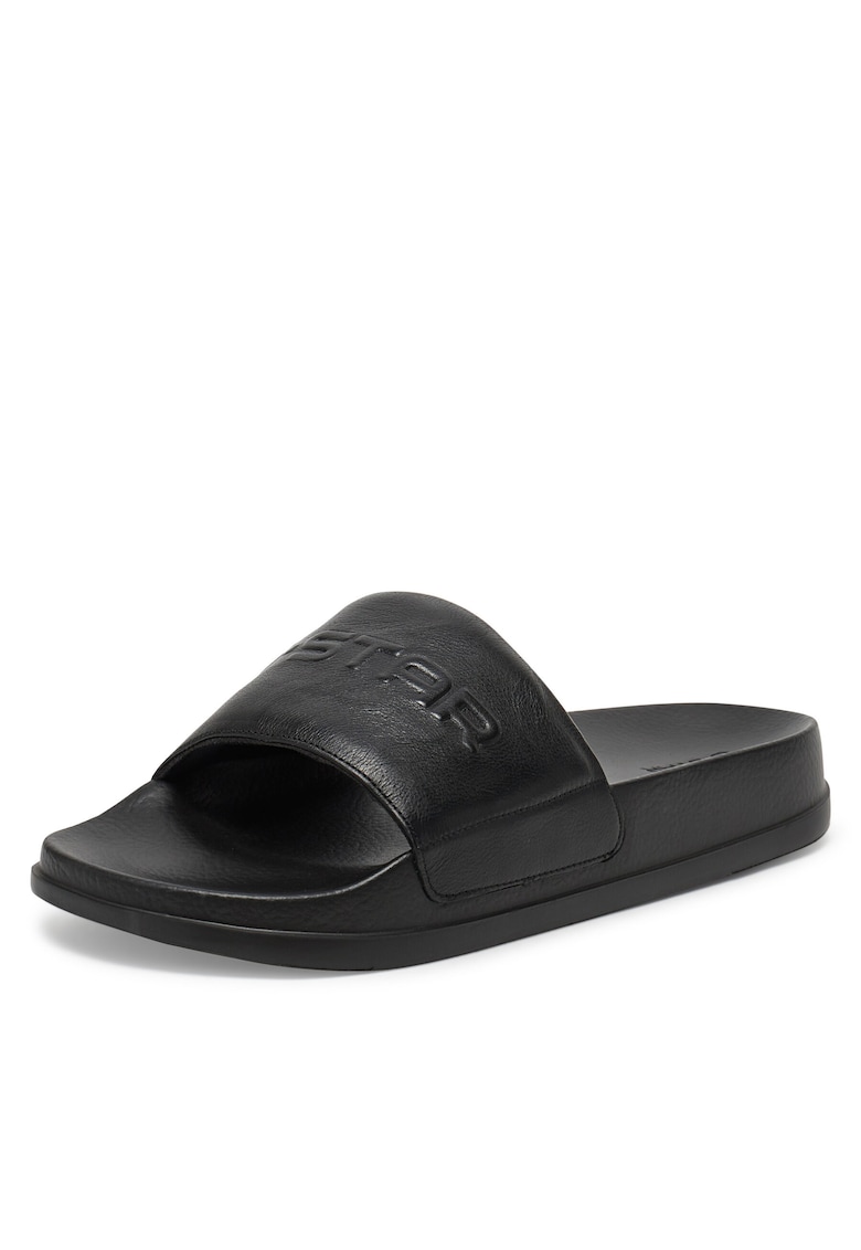 Slapi barbati - piele naturala - negru - piele