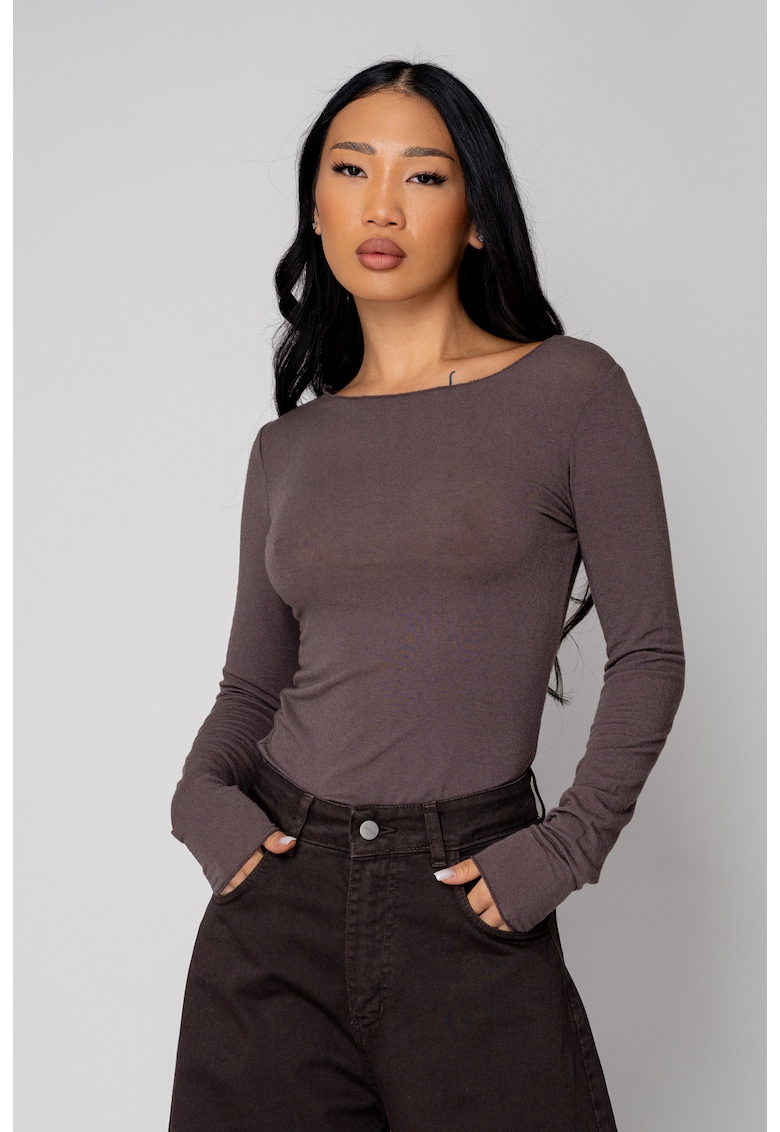 uFIT Bluza subtire din mix de casmir Brown 19461 - Maro