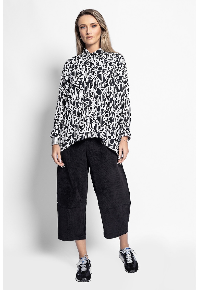 Camasa cu imprimeu geometric - Alb/Negru