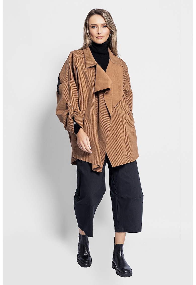 Palton fara inchidere cu maneci ajustabile - Maro deschis