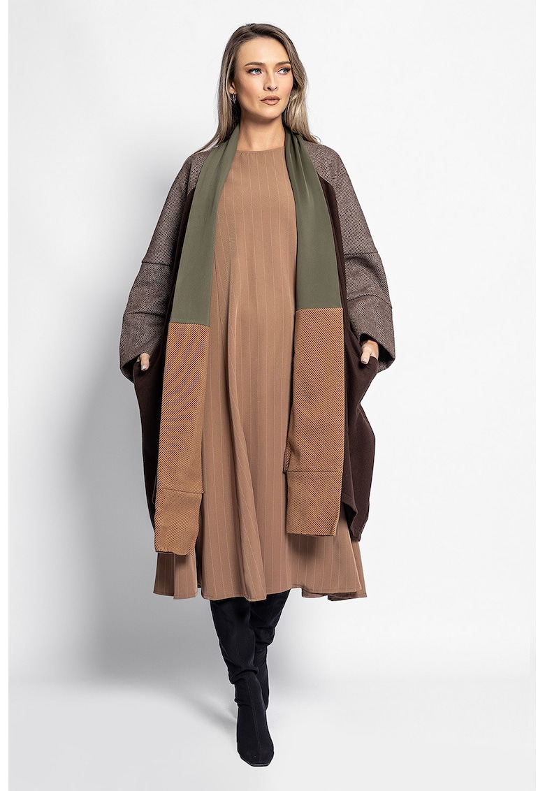 Palton lejer cu maneci cazute - Maro