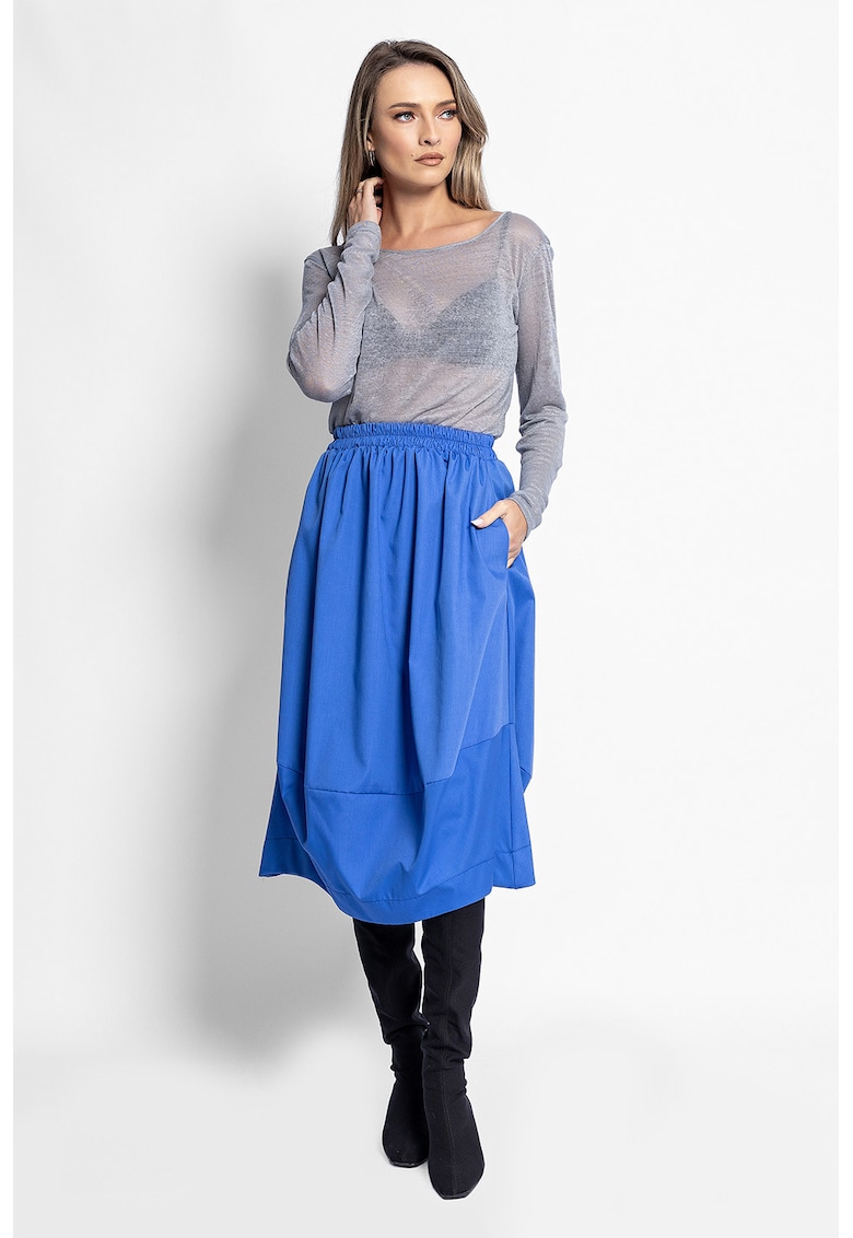 Fusta midi cu buzunare laterale - Albastru royal