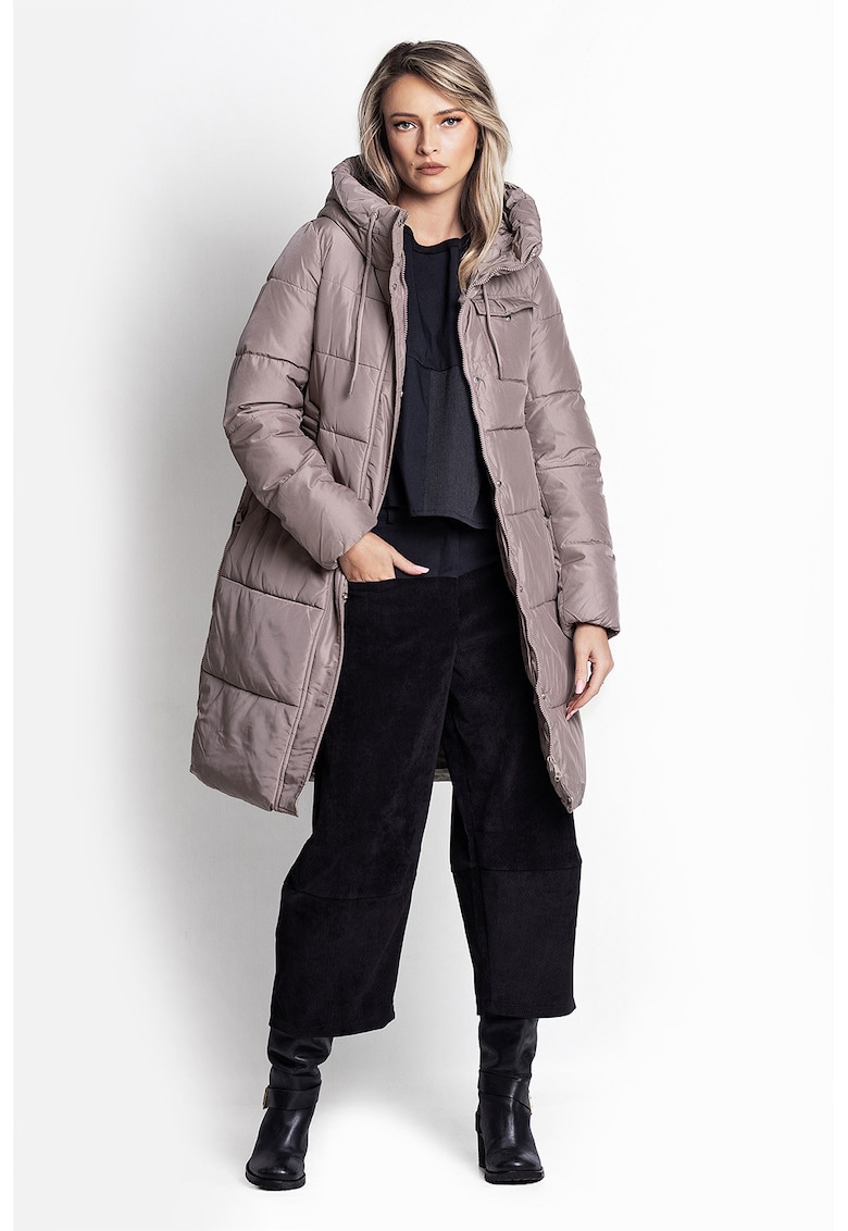 Geaca lunga cu slituri laterale cu fermoar