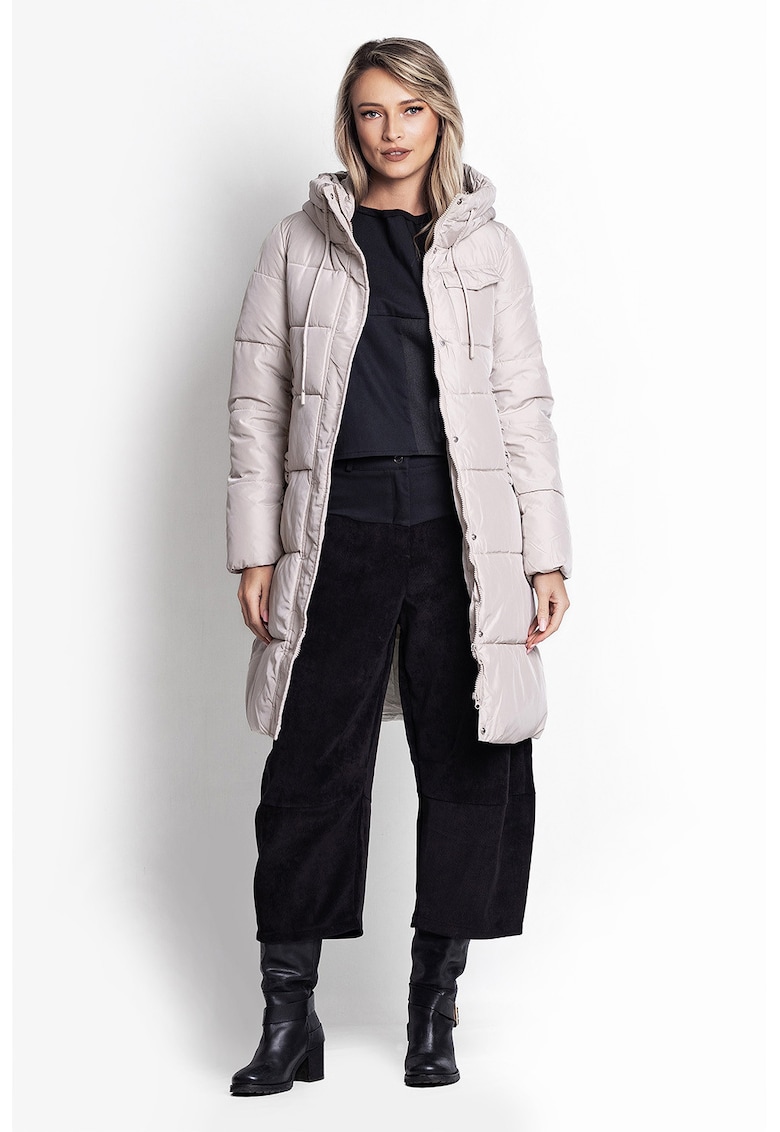 Geaca lunga cu slituri laterale cu fermoar