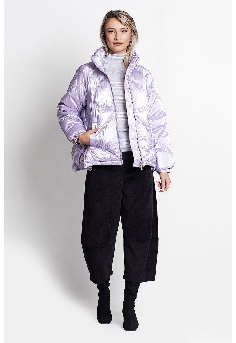 Geaca lejera cu slituri laterale cu fermoar - Lila