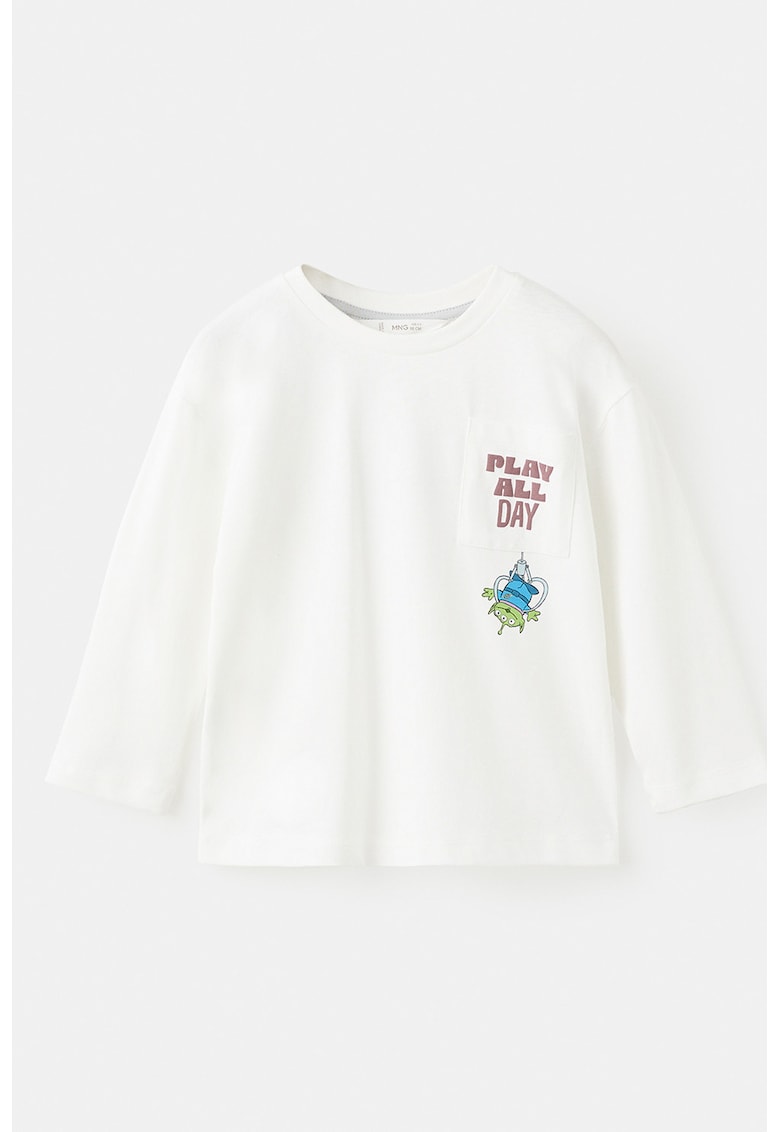 Bluza cu decolteu la baza gatului si imprimeu Disney - Alb/Violet pruna